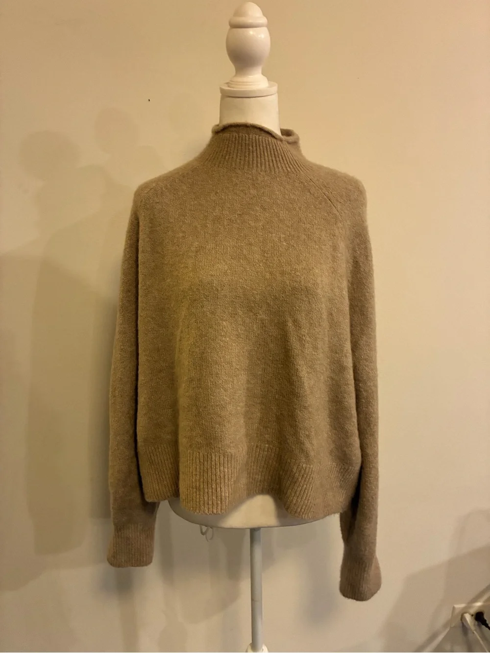 J. Crew Taupe Mock Neck Oversized Cropped Sweater size Large